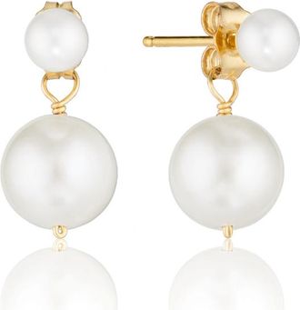Lily & Roo Gold Medium Double-Sided Pearl Drop Stud Earrings