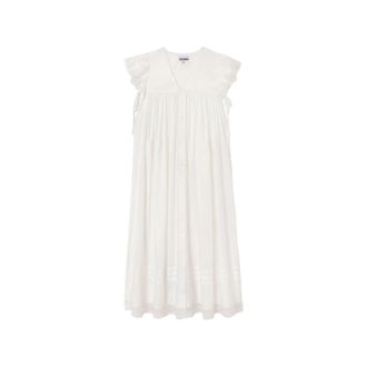 Ganni Jurk met kanten rand - Dames - Casual kleedjes - Wit - S - Katoen - Kleedjes
