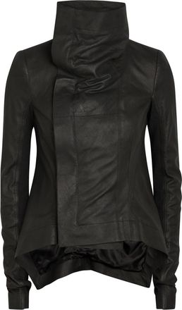 Rick Owens Naska Asymmetric Leather Jacket - Black - 42 (UK10 / S)