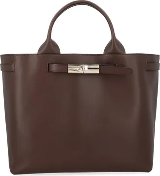 Longchamp Brown Le Roseau Structured Matte Handbag