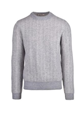 Wool & Co Vertical Ribbed Knit Crew Neck Sweater