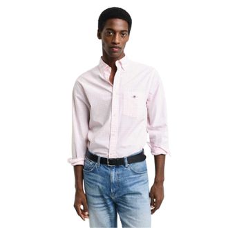 GANT Heren Gingham Normaal Overhemd (Lichtroze)