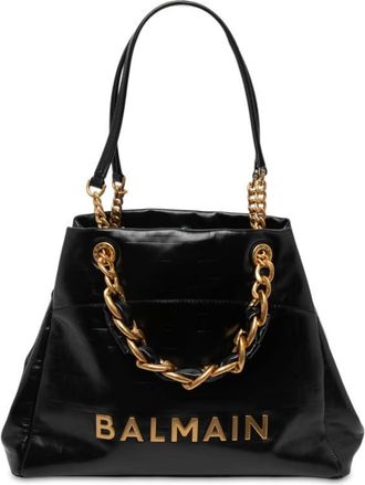 Balmain Pre-owned Balmain Embossed Crackled Calfskin 1945 Soft Tote Ladies I8T6S74PGWKBN6IN