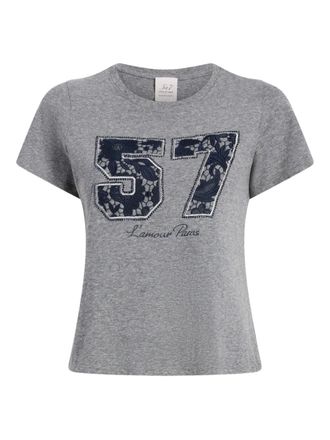 Cinq &agrave; Sept lace T-shirt - women - Polyester/Cotton/Rayon - S - Grey