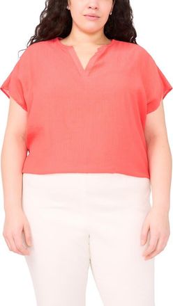 Halogen Stripe Popover Top in Deep Sea Coral at Nordstrom Rack, Size 2X