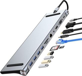 OEM Estaci&oacute;n De Acoplamiento Usb C 11 En 1, Covvy Usb Tipo C A 4k 30hz Hdmi+vga, Lector De Tarjetas Sd/tf, Rj45.4 Usb3.0, Adaptador Para Macbook, Mac Pro,