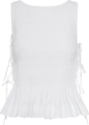 Ganni WHITE COTTON TOP WITH LAYERS - Ganni - Woman