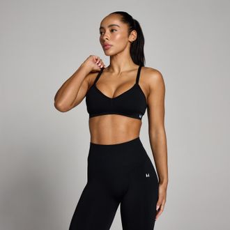 MyProtein Sujetador deportivo Tempo sin costuras con fruncido frontal para mujer de MP - Negro - XS