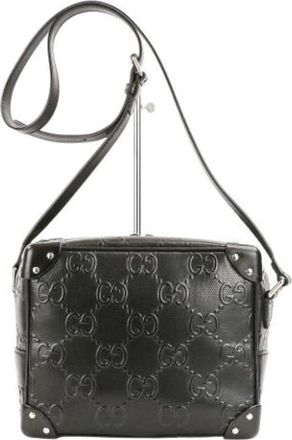 Gucci Pre-owned GG Embossed Leren Schoudertas - Dames - Vintage Schoudertas - Zwart - ONE Size - Leer - Vintage