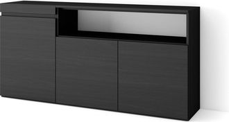 Skraut Home Aparadores Para Sal&oacute;n, Gran Capacidad De Almacenaje, 150x75x35cm, 3 Puertas, Armario, Zapatero, Estilo Moderno, Negro - Skraut Home
