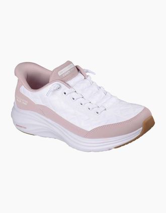 Skechers Womens Skechers Contour Foam Cozy Fit Textile Womens Lavender Standard Trainers - White - Size: 8