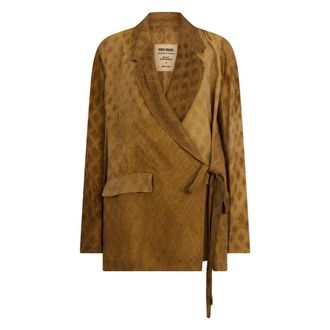 Uma Wang Blazers, female, Brown, Size: M Blouse with print