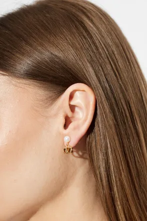 Valentino Garavani Earrings With Glass Pearl, Womens, Gold