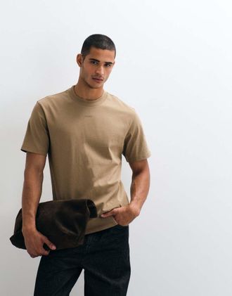 HUGO BOSS HUGO Red - Dapolino - T-shirt beige vestibilit&agrave; comoda-Neutro
