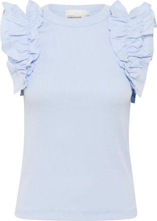 Karen by Simonsen Dames, Tops, Blauw, Maat: 2XS Katoen