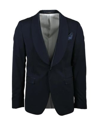 Paoloni Tailored Virgin Wool Stretch Blazer With Rounded Lapel