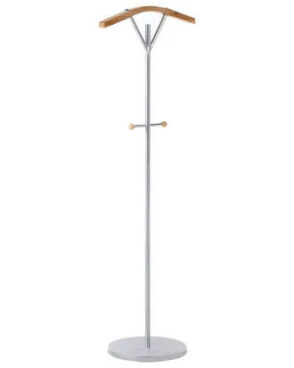 Beliani Appendiabiti In Metallo Argento Verniciato Con Dettagli In Legno Thompson