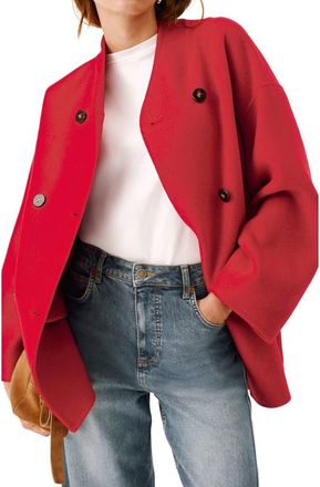 Mint Velvet Wool Blend Hand Finished Scarf Coat in Red at Nordstrom, Size X-Small