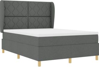 vidaXL Box Spring Bed with Mattress Dark Grey 90x190 cm Fabric Vidaxl