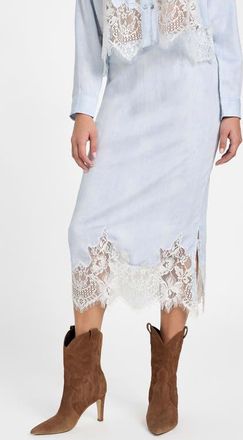 Guess Lana Lace Trim Midi Skirt in Nimbus Blue at Nordstrom, Size X-Small