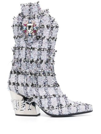 Philipp Plein Stivali Cowboy Gothic Plein 85mm - Blu
