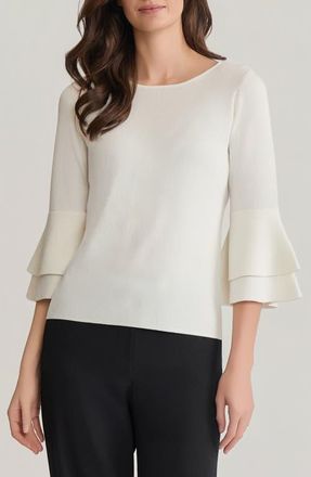 Kasper Double Flare Sleeve Sweater in Vanilla Ice at Nordstrom, Size X-Large