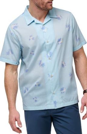 Travis Mathew Casino Holiday Camp Shirt in Heather Dream Blue at Nordstrom Rack, Size Medium
