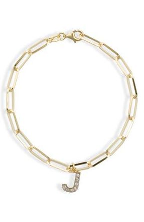 Meshmerise Diamond Initial Charm Bracelet in Yellow-J at Nordstrom Rack