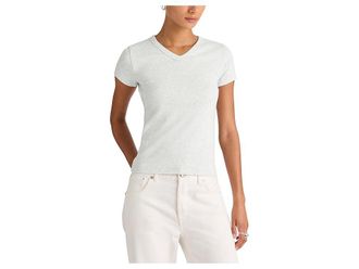 Madewell High V Ribbed Baby T-Shirts Womens Clothing Hthr Slate : MD (Womens 6-8), Cotton