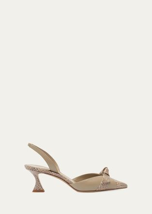 Alexandre Birman 60mm Clarita Mixed Leather Slingback Pumps