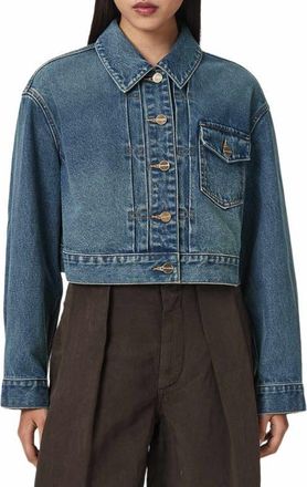 AllSaints Blink Cropped Jacket in Tinted Indigo at Nordstrom, Size X-Small