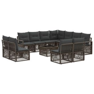vidaXL Conjunto De Sof&aacute;s De Jard&iacute;n 12 Pcs Gris Rat&aacute;n Sint&eacute;tico Vidaxl