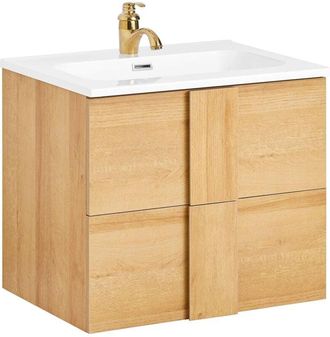 SoBuy Sobuy - Mueble para Debajo del Lavabo Armario Colgante para Cuarto de Baño con 2 Cajones y 1 Lavabo Blanco 61 x 46 x 54 cm BZR172-N es