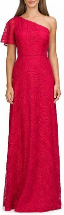 JS Collections Anastasia Single Flutter Sleeve Gown in Magenta Gloss at Nordstrom, Size 18
