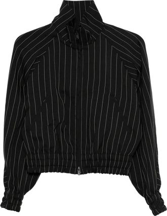 Yohji Yamamoto Gestreept bomberjack - Zwart