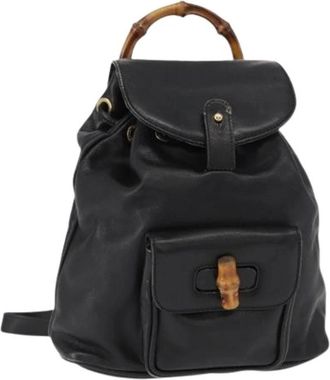Gucci Pre-owned Vintage Rugzak - Dames - Vintage Rugzakken - Zwart - ONE Size - Leer - Vintage
