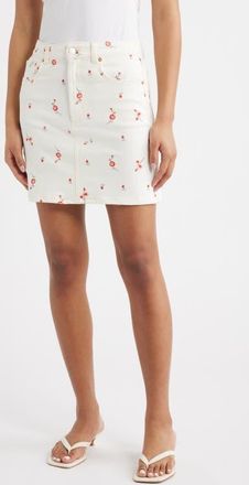 Rails Burbank Floral Embroidered Denim Miniskirt in Ecru Romantic Floral at Nordstrom, Size 27