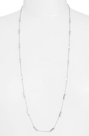 Kenneth Jay Lane Long Baguette Cubic Zirconia Station Necklace in Silver at Nordstrom Rack