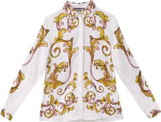 Versace Jeans Couture Barok Twill Overhemd in Wit - Dames - Overhemden - Veelkleurig - M - Overhemden