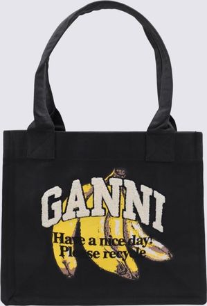 Ganni Black Cotton Totes