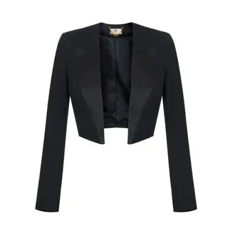 Elisabetta Franchi Giacca smoking in gabardina - - Jackets - Donna - Nero - L