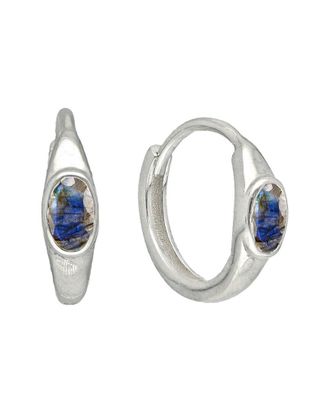 Tiramisu Silver 0.60 ct. tw. Labradorite Huggie Earrings