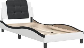 vidaXL Vidaxl - Estructura De Cama Con Cabecero Cuero Sint&eacute;tico Blanco Y Negro
