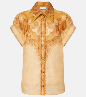 Zimmermann Como printed linen and silk blouse