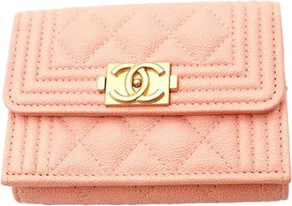 Chanel 2019 kleine Caviar Boy Flap gewatteerde portemonnee - Roze