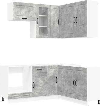 vidaXL Unidad De Cocina Kalmar 8 Uds. Gris Hormig&oacute;n Vidaxl