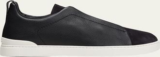 Ermenegildo Zegna Mens Triple Stitch Leather and Suede Sneakers