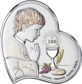 OEM Cuadro Plateado Para Ni&ntilde;o Como Recuerdo De Su Primera Comuni&oacute;n Ds03-co 7,5 X 7,5 Cm
