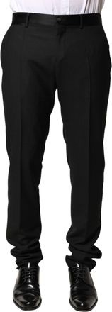 Dolce & Gabbana Black Wool Mid Waist Men Dress Trousers Mens Pants