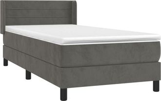 vidaXL Cama Box Spring Con Colch&oacute;n Terciopelo Gris Oscuro 100x200 Cm Vidaxl